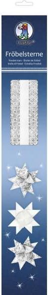 Produktbild Ursus Faltstreifen Fröbelsterne 1,5x45cmVE=80 Stück 2 Designs weiss/silber (80 x)