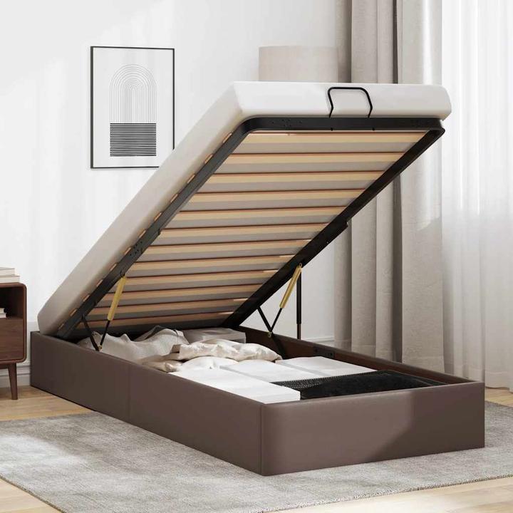 Produktbild VidaXL Ottoman-Bett ohne Matratze Braun 100x200 cm Kunstleder (100 x 200 cm)