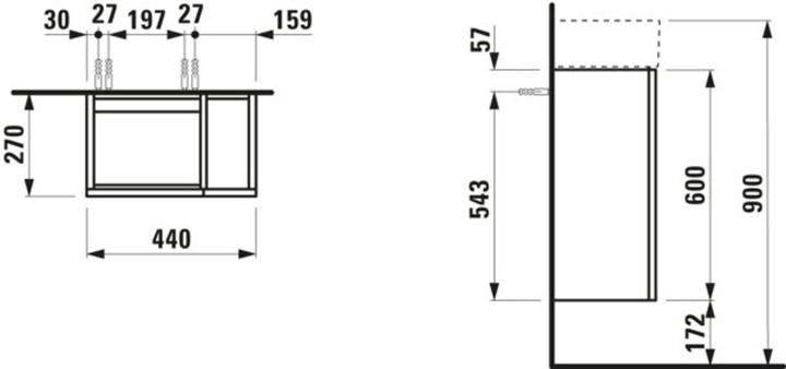 Actual product image Laufen Kartell vanity unit, 1 door, hinge left, 440x600x270mm, for WT 815335, H407517033 (30 x 50 x 66 cm)