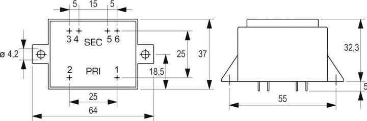 Actual product image Block VCM 5.0/2/12 print transformer 1 x 230 V 2 x 12 V/AC 5 VA 208 mA