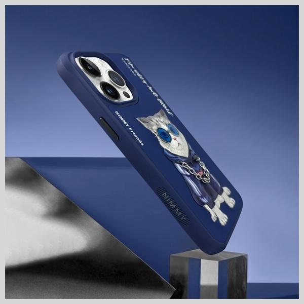 Actual product image Audi Nimmy case iPhone 15 Pro 6.1" blue Glasses Cool Cat (Apple iPhone 15 Pro)