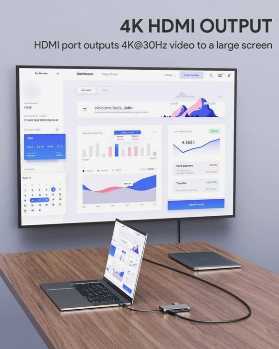 Actual product image Aukey CB-C91 Interface Hub 5000 Mbit/s Black (USB-C, USB-A, 8 Ports)