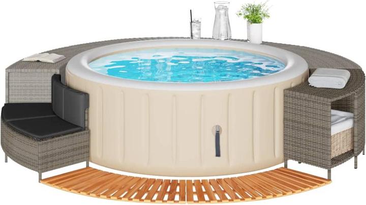Produktbild VidaXL Whirlpool Umrandung Poolumrandung Poolverkleidung Grau Poly Rattan