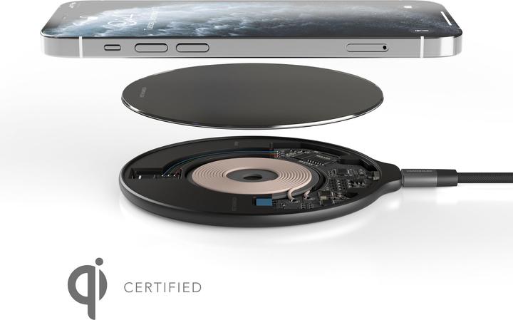Actual product image Vonmählen Aura - The Wireless Charging Pad (USB-C to USB-A cable included) - Acrylic Glass Black