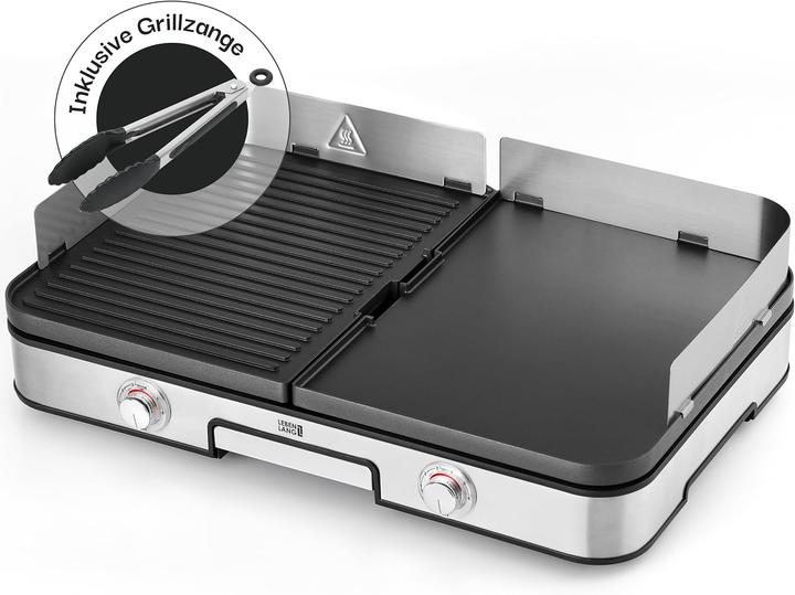 Lebenlang Elektro Tischgrill mit Grillzange & Spritzschutz
