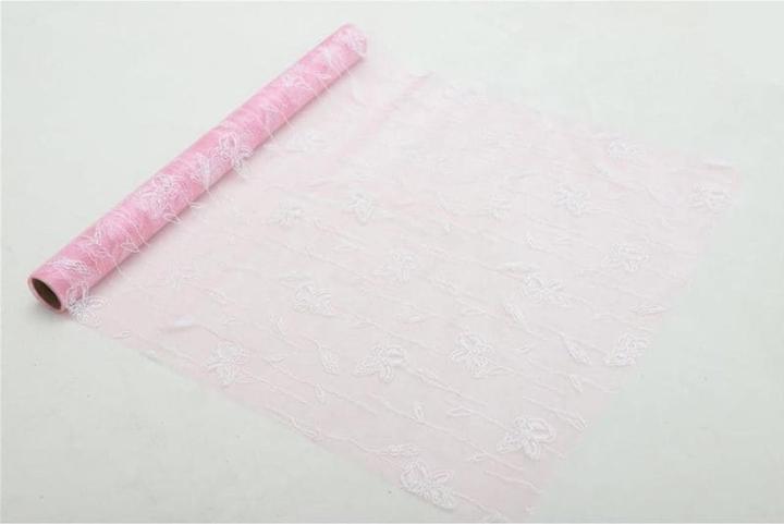 GuGus Dekostoff "Organza" gerollt und geschnitten pink Schmetterlingdruck 36cm x 300cm