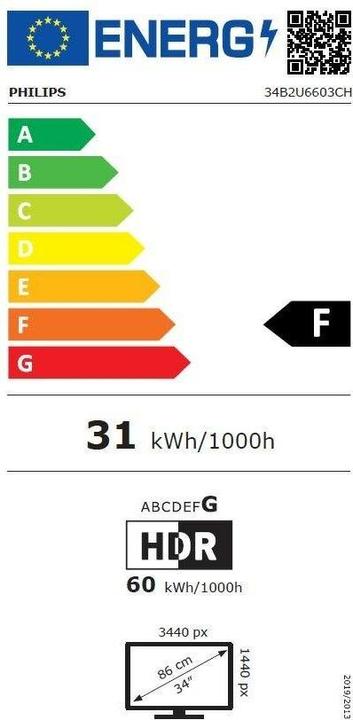 Energie-Label Philips 34B2U6603CH (3440 x 1440 Pixel, 34")