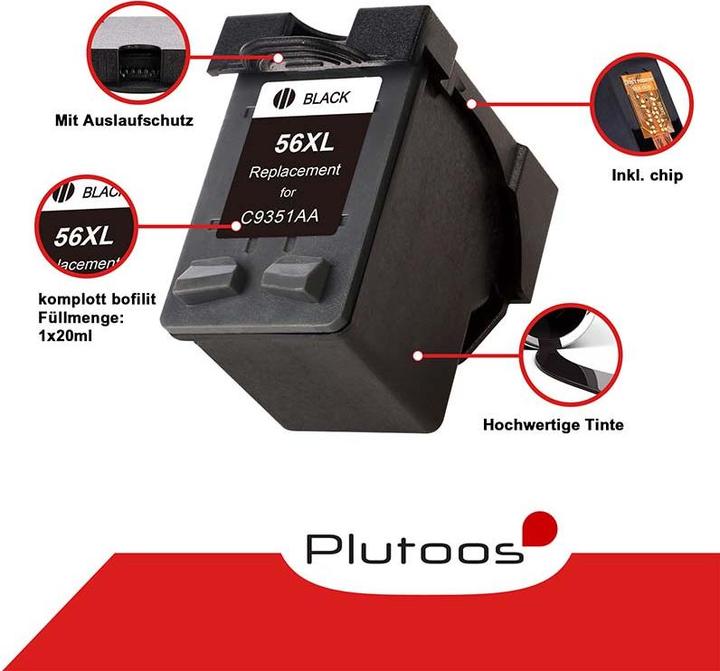 Produktbild Plutoos HP 56 XL HP 57 XL Patronen XXL kompatibel, 2er Set BK+CL (CL, BK)