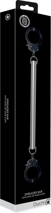 Actual product image Ouch! Spreader Bar with Hand or Ankle Cuffs - Silver
