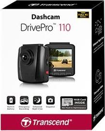 Actual product image Transcend Dashcam - DrivePro 110 - 64GB (suction cup mount) (Rechargeable battery, Built-in display, Night vision, Accelerometer, Built-in microphone, WQXGA)