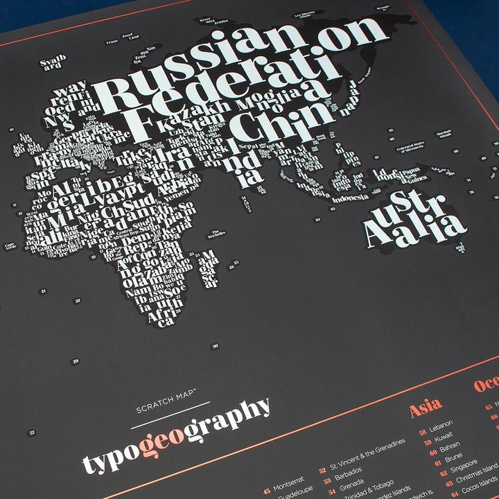 Image du produit Luckies Scratch Map Typogeographie (82 x 60 cm)