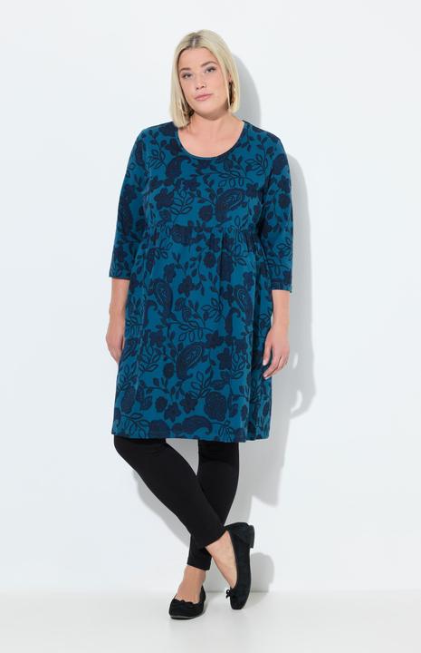 Produktbild Ulla Popken Jerseykleid, Paisley, A-Linie, Rundhals, 3/4-Arm (60)