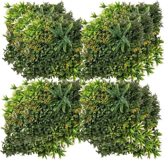 Produktbild Swisshandel24 12 Stück künstliches Pflanzenwand Hecke 50x50 cm UV-Schutz Sichtschutz Mehrblättriges Design Heckenp (50 cm)
