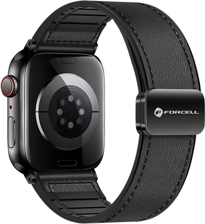 Image du produit Forcell Strap F-DESIGN FA21 eco leather strap for APPLE Watch 42 / 44 / 45 / 49 mm black (Silicone, Cuir synthétique)