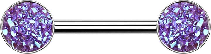 Produktbild Star Piercing Barbell silber mit Druse Stein violett (ohne Messing, Chirurgenstahl 316L)