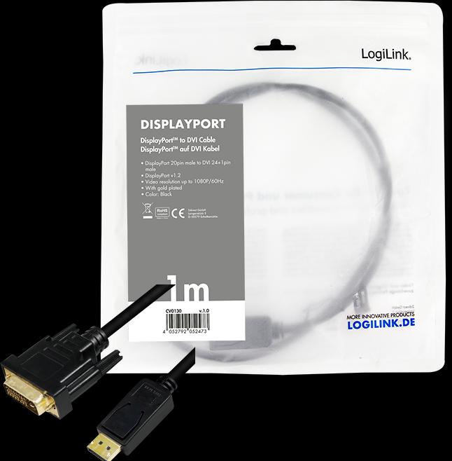 Actual product image LogiLink DisplayPort — DVI (1 m, DisplayPort)