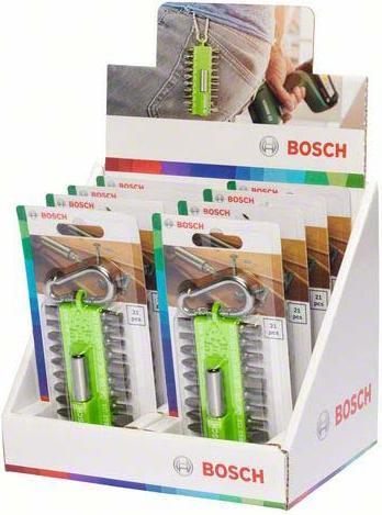 Actual product image Bosch Zubehör 21-piece screwdriver bit set with snap-hook (light green) Exhibitor version (HEX6, PH3, T20, T30, PH2, T15, SL4, PZ2, PZ3, PZ1, SL 5.5, HEX3, HEX4, HEX5, SL 6.5, T25, PH1)