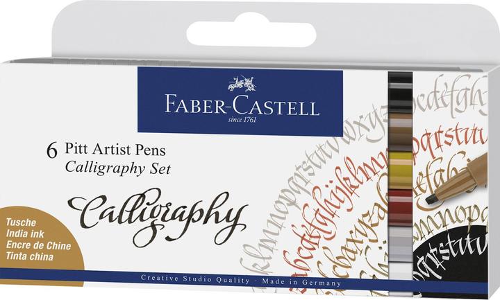 Image du produit Faber-Castell Feutres à l'encre de Chine Pitt Artist Pen Calligraphy 6 couleurs (Blanc, Jaune, Marron, Pink, 6 x)