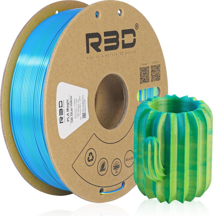 Actual product image R3D eSilk Magic-PLA Blue Yellow Filament 1.75mm 1Kg (PLA, 1.75 mm, 1000 g, Blue, Yellow)