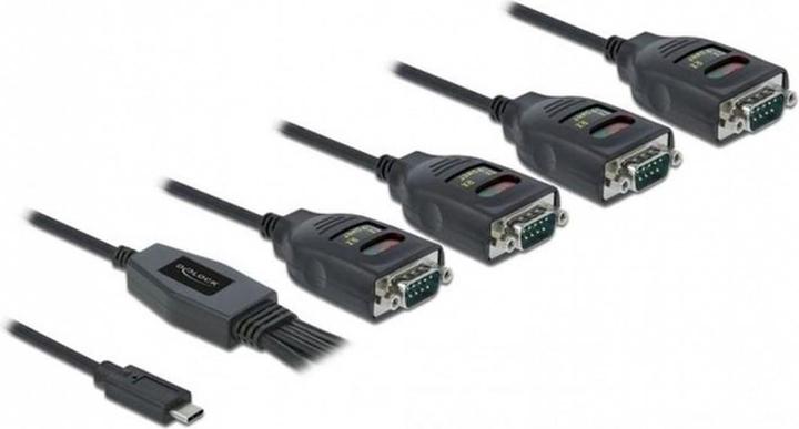 Delock Adattatore da USB Type-C™ a 4 x Serial RS-232 DB9 con protezione ESD 15 kV (0.72 m, VGA)