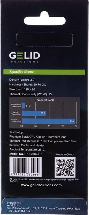 Produktbild Gelid Termopady Ultimate 120x20x3.0mm TP-GP04-R-E (3 mm)