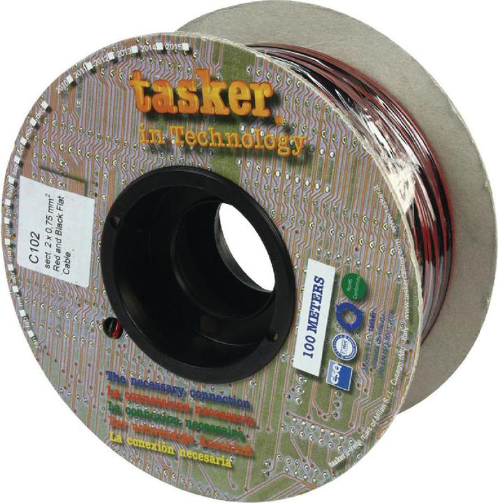Image du produit Tasker Câble de haut-parleur en rouleau 2x 0.75 mm² 100 m noir/rouge (100 m, 0.75 mm²² mm)