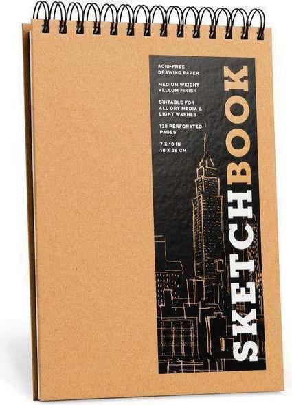 Produktbild Sketchbook 7 x 10" Fliptop Landscape Kraft Spiral Hardcover Mixed Media Sketchbook for Drawing, Acid (Harter Einband)