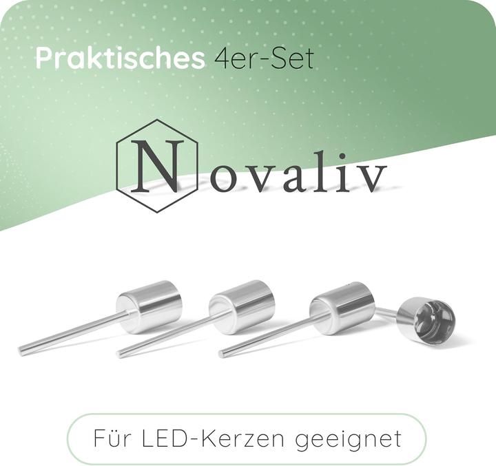 Produktbild Novaliv 12x Stabkerzenhalter silber I Kerzenpick 10 x 2,5 cm Kerzenpin Adventskranzdekoration I
