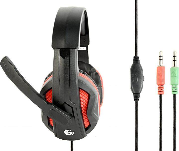 Actual product image Gembird GHS-03 Gaming headset with volume control, matte black/red (Cable)