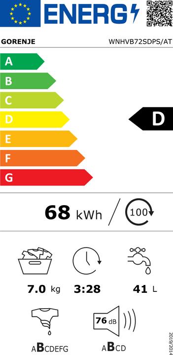 Energy Label Gorenje WNHVB72SDPS/AT (7 kg, Left)