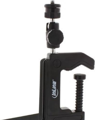 Immagine prodotto InLine ® Treppiede da tavolo 190mm con morsetto a vite, nero con testa a sfera (Metallo, Materiale sintetico)