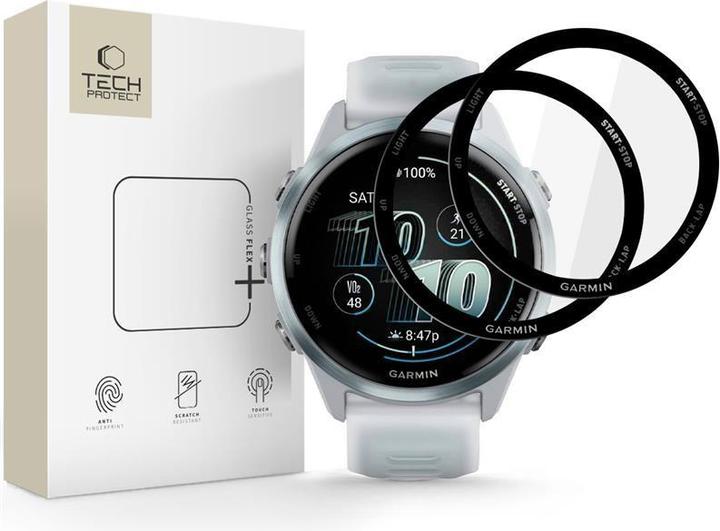 Hofi Tech-Protect Glass Flex+ 2er-Pack Hybridglas für Garmin Forerunner 570 42 mm – Schwarz