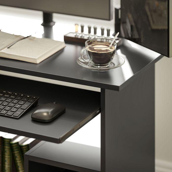 Image du produit Swisshandel24 Computertisch, Schreibtisch mit offenen Fächern und Ablageflächen, Bürotisch