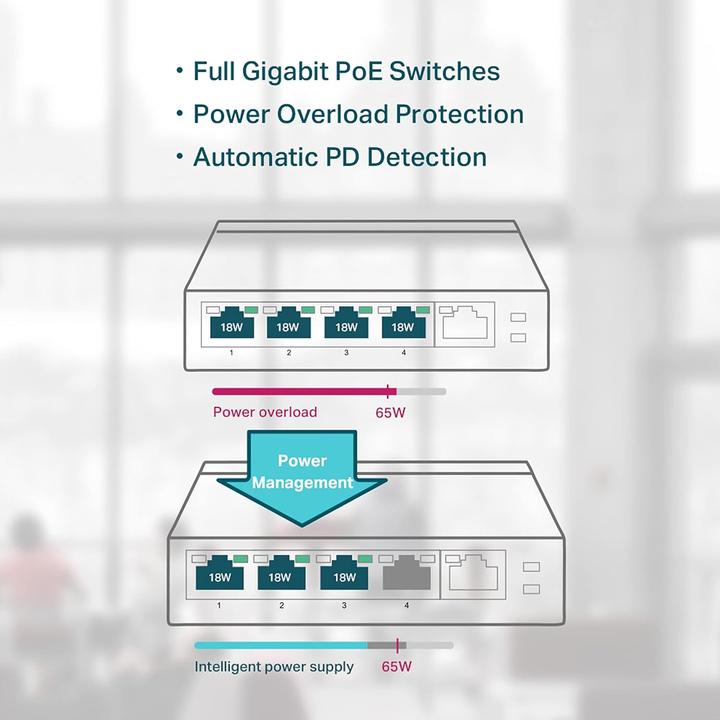 Actual product image TP-Link Tl-Sg1005p (5 Ports)
