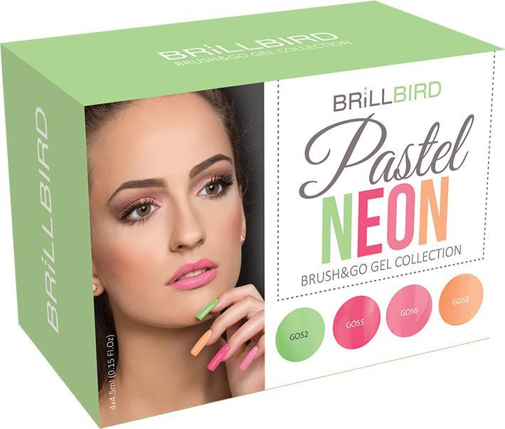 Produktbild BrillBird Pastel Neon Brush&Go Farbegel Set (Pastel Neon, Gel-Effekt Nagellack)
