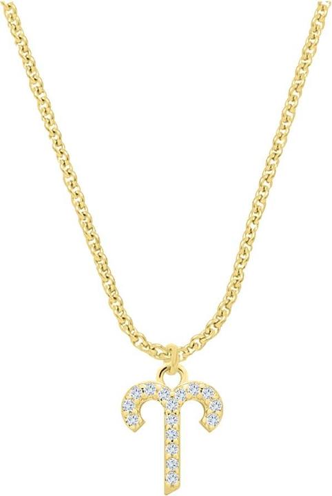 Candy Halskette Sternzeichen Widder, 925 Sterling Silber, vergoldet (925 Sterling Silber, 18k vergoldet, 925er Sterlingsilber, 42 - 45 cm)