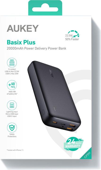Produktbild Aukey Basix Plus (20000 mAh, 22.50 W, 22.50 Wh)