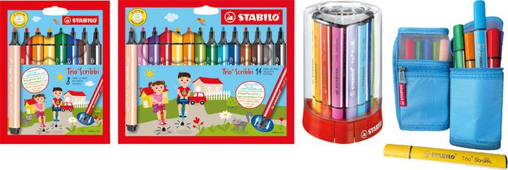 Image du produit STABILO Trio Scribbi Stylo feutre triangulaire à ressort (Multicolore, 14 x)