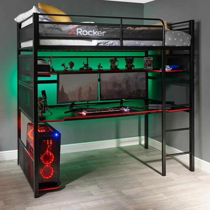 Actual product image X Rocker BattleBunk Gaming Bed with integrated XL Gaming Desk (90 x 190 cm)