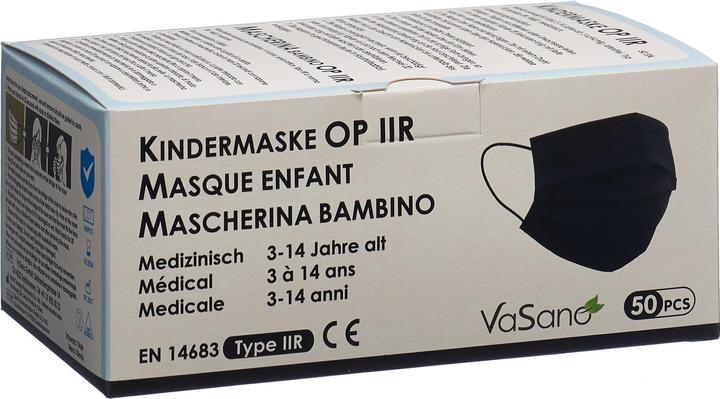 Produktbild VaSano Einweg-Mundschutz Typ IIR schwarz für Kinder (50 Stk) (Typ IIR, 50 x)