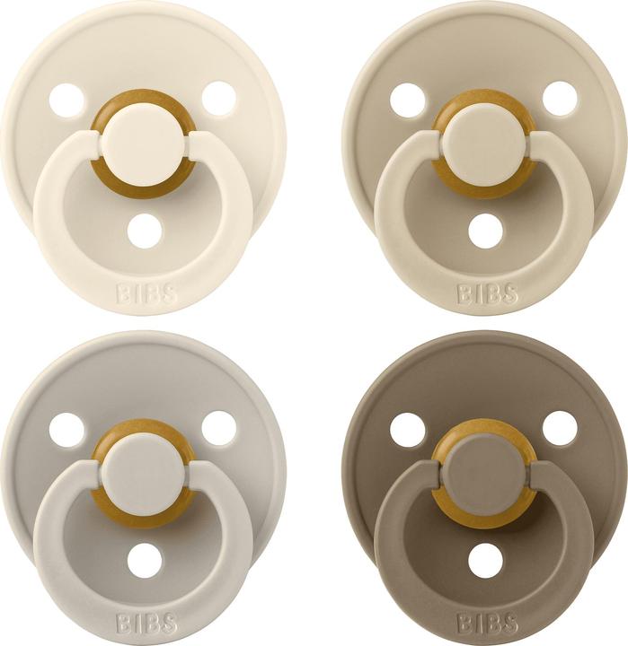 Bibs Nuggi Try-it Colour Latex 0-6m 4 Pack Ivory Sand Vanilla Dark Oak (4 x, bis 6 Monate)