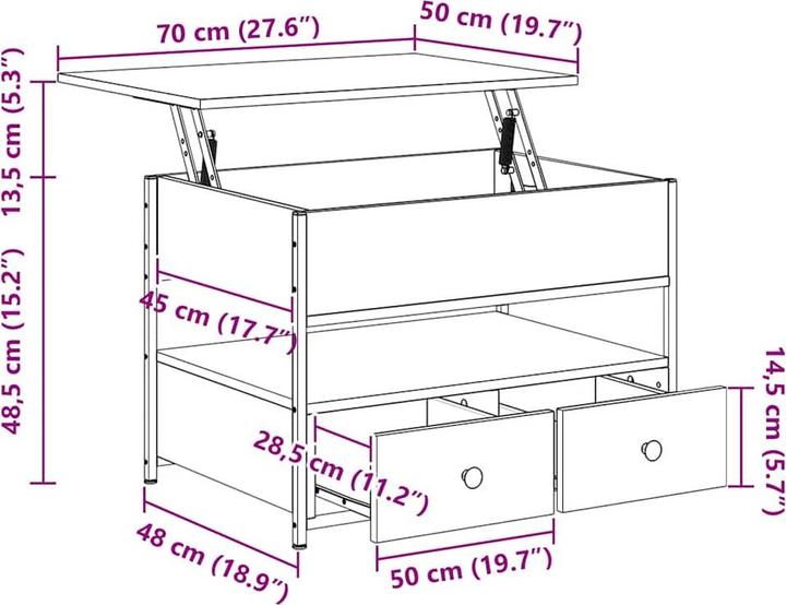 Produktbild VidaXL Couchtisch und (70 x 50 x 50 cm)