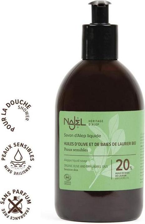 Immagine prodotto Najel Sapone liquido di Aleppo 20% olio di alloro (Sapone liquido, 500 ml)