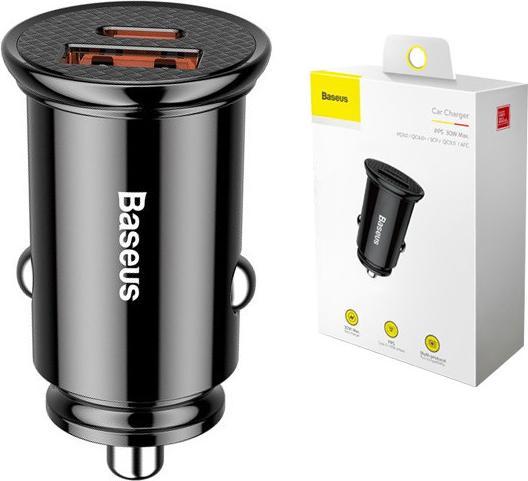 Actual product image Baseus Circular Plastic A+C 30W PPS Car Charger Black