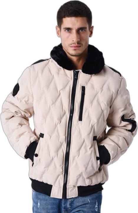 Project X Paris Daunenjacke mit Fliegerkragen und Pelzbesatz (L)