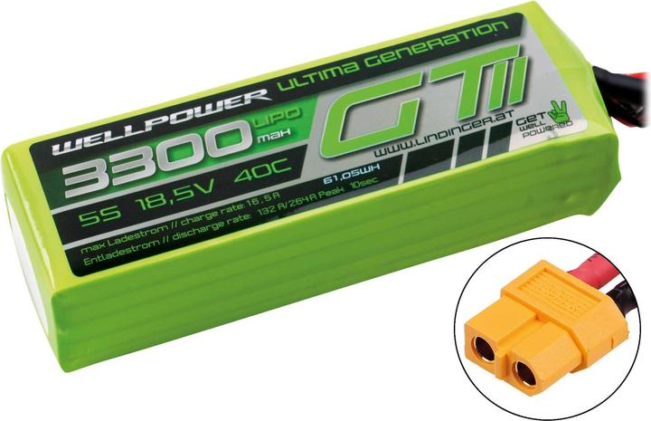 Produktbild Wellpower LIPO AKKU ULTIMA GT II 3300 MAH / 18,5 Volt 5S 40/80C CH5/8 XT-60 (18.50 V, 3300 mAh)