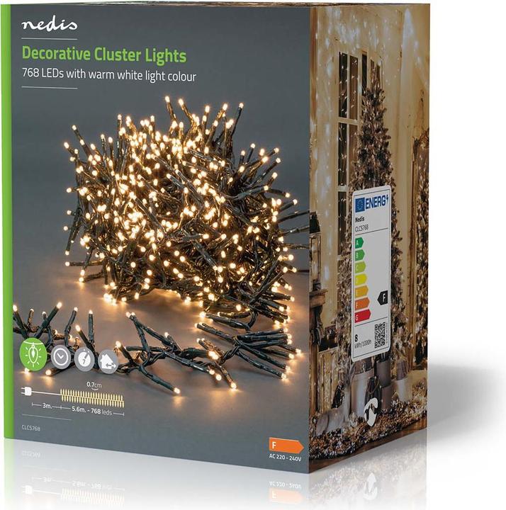Produktbild Nedis Dekorative Lichter | Cluster | 768 LED's Warmweiss | 5.60 m | Lichteffekte: 7 | Innen- und Aus (8.60 m)