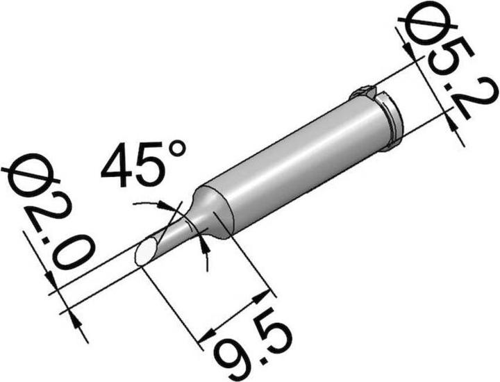 Actual product image Kurtz Ersa Soldering tip ERSADUR, lead free, 2.0mm (Soldering tip)