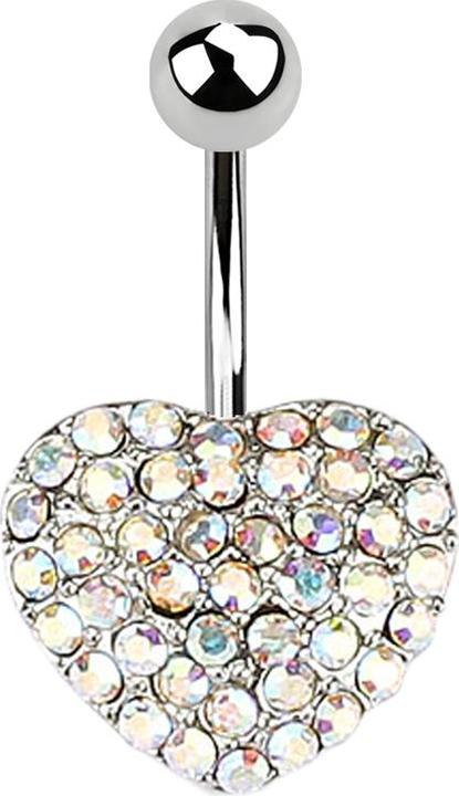 Immagine prodotto Star Piercing Banana in argento con cuore in cristallo a sfera multicolore (Acciaio chirurgico 316L, Ottone)