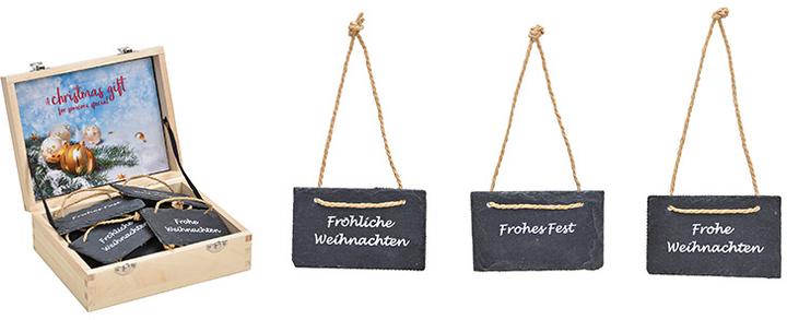 Produktbild G. Wurm Hänger Weihnachtsspruch aus Schiefer Schwarz 3-fach, (B/H) 10x6cm